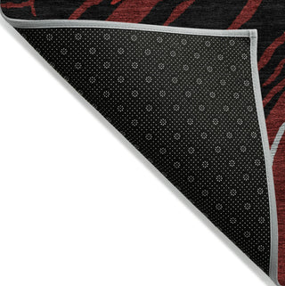 Piper Looms Chantille Swirls ACN1037 Black Machine Washable Area Rug Backing Image