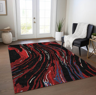 Piper Looms Chantille Swirls ACN1037 Black Machine Washable Area Rug Lifestyle Image Feature