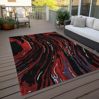 Piper Looms Chantille Swirls ACN1037 Black Machine Washable Area Rug Outdoor Lifestyle Image Feature