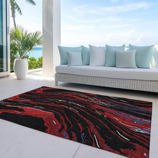 Piper Looms Chantille Swirls ACN1037 Black Machine Washable Area Rug Outdoor Lifestyle Image Feature