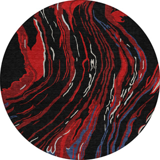Piper Looms Chantille Swirls ACN1037 Black Machine Washable Area Rug Round Main Image