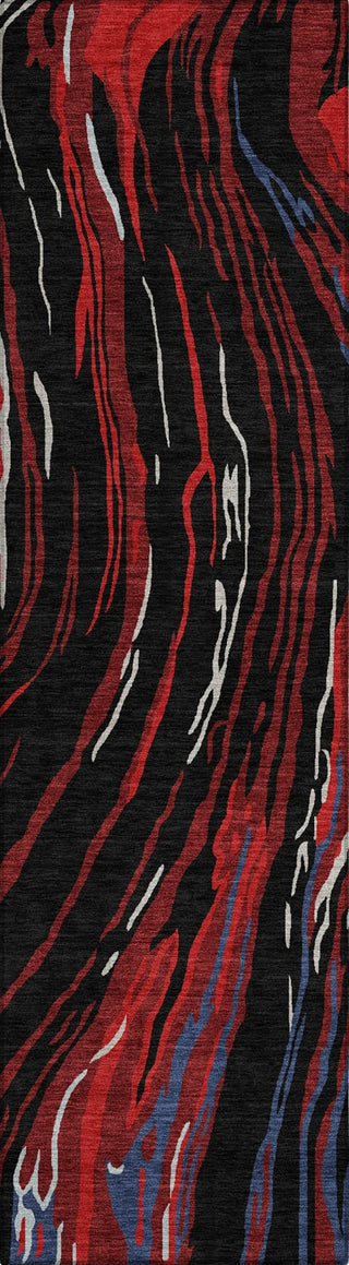 Piper Looms Chantille Swirls ACN1037 Black Machine Washable Area Rug Runner Main Image