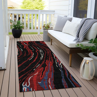 Piper Looms Chantille Swirls ACN1037 Black Machine Washable Area Rug Runner Outdoor Lifestyle Image Feature