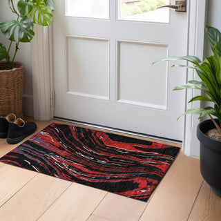 Piper Looms Chantille Swirls ACN1037 Black Machine Washable Area Rug Scatter Lifestyle Image Feature