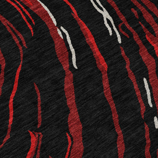 Piper Looms Chantille Swirls ACN1037 Black Machine Washable Area Rug Swatch Image