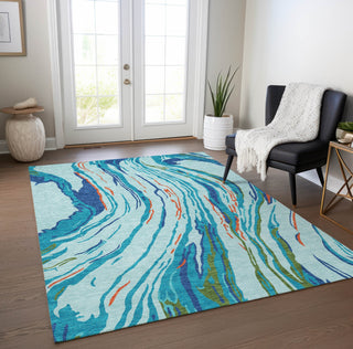 Piper Looms Chantille Swirls ACN1037 Blue Machine Washable Area Rug Lifestyle Image Feature