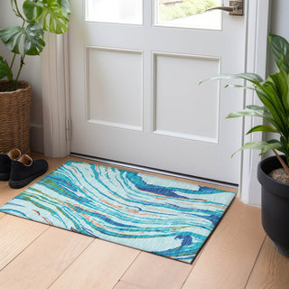 Piper Looms Chantille Swirls ACN1037 Blue Machine Washable Area Rug Scatter Lifestyle Image Feature
