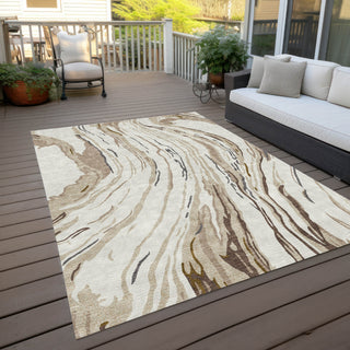 Piper Looms Chantille Swirls ACN1037 Ivory Machine Washable Area Rug Outdoor Lifestyle Image Feature