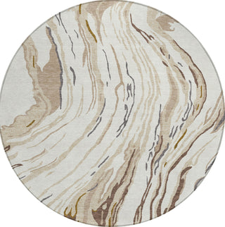 Piper Looms Chantille Swirls ACN1037 Ivory Machine Washable Area Rug Round Main Image