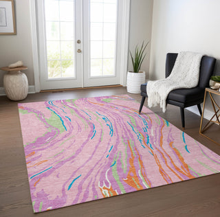 Piper Looms Chantille Swirls ACN1037 Pink Machine Washable Area Rug Lifestyle Image Feature