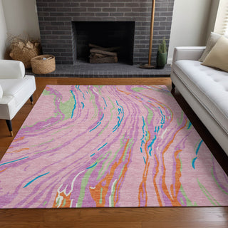 Piper Looms Chantille Swirls ACN1037 Pink Machine Washable Area Rug Lifestyle Image Feature