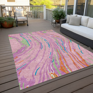 Piper Looms Chantille Swirls ACN1037 Pink Machine Washable Area Rug Outdoor Lifestyle Image Feature