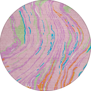 Piper Looms Chantille Swirls ACN1037 Pink Machine Washable Area Rug Round Main Image