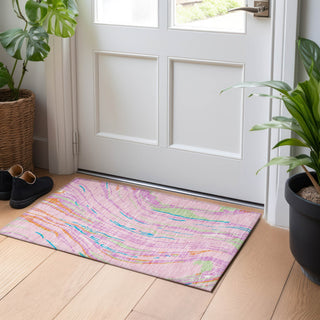 Piper Looms Chantille Swirls ACN1037 Pink Machine Washable Area Rug Scatter Lifestyle Image Feature