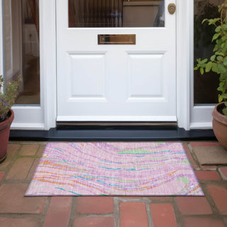Piper Looms Chantille Swirls ACN1037 Pink Machine Washable Area Rug Scatter Outdoor Lifestyle Image Feature