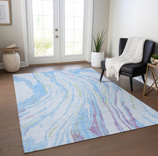Piper Looms Chantille Swirls ACN1037 Sky Machine Washable Area Rug Lifestyle Image Feature