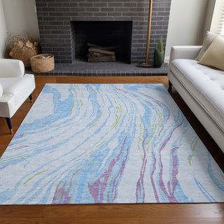 Piper Looms Chantille Swirls ACN1037 Sky Machine Washable Area Rug Lifestyle Image Feature