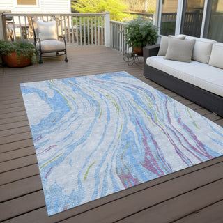 Piper Looms Chantille Swirls ACN1037 Sky Machine Washable Area Rug Outdoor Lifestyle Image Feature