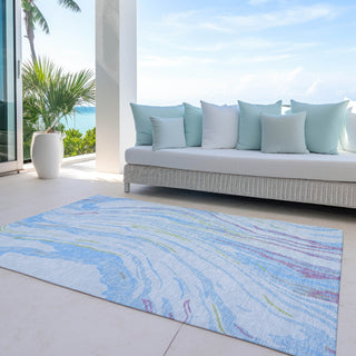 Piper Looms Chantille Swirls ACN1037 Sky Machine Washable Area Rug Outdoor Lifestyle Image Feature