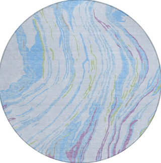 Piper Looms Chantille Swirls ACN1037 Sky Machine Washable Area Rug Round Main Image