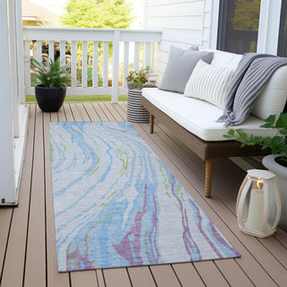 Piper Looms Chantille Swirls ACN1037 Sky Machine Washable Area Rug Runner Outdoor Lifestyle Image Feature