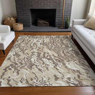 Piper Looms Chantille Swirls ACN1038 Beige Machine Washable Area Rug Lifestyle Image Feature