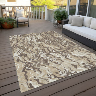 Piper Looms Chantille Swirls ACN1038 Beige Machine Washable Area Rug Outdoor Lifestyle Image Feature
