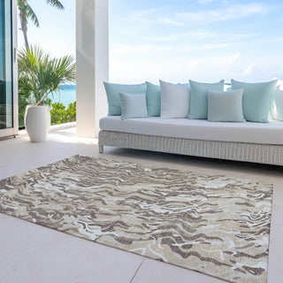 Piper Looms Chantille Swirls ACN1038 Beige Machine Washable Area Rug Outdoor Lifestyle Image Feature