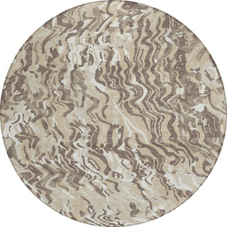 Piper Looms Chantille Swirls ACN1038 Beige Machine Washable Area Rug Round Main Image