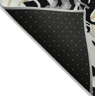 Piper Looms Chantille Swirls ACN1038 Black Machine Washable Area Rug Backing Image