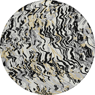 Piper Looms Chantille Swirls ACN1038 Black Machine Washable Area Rug Round Main Image