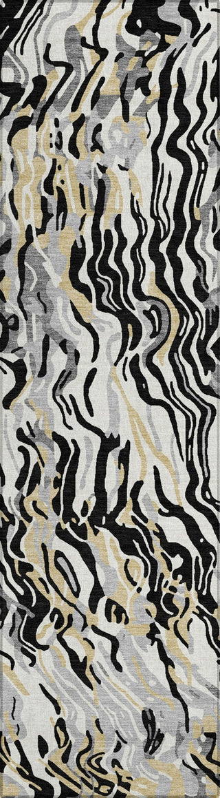 Piper Looms Chantille Swirls ACN1038 Black Machine Washable Area Rug Runner Main Image