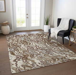 Piper Looms Chantille Swirls ACN1038 Brown Machine Washable Area Rug Lifestyle Image Feature
