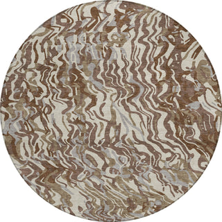 Piper Looms Chantille Swirls ACN1038 Brown Machine Washable Area Rug Round Main Image