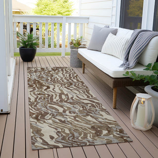 Piper Looms Chantille Swirls ACN1038 Brown Machine Washable Area Rug Runner Outdoor Lifestyle Image Feature