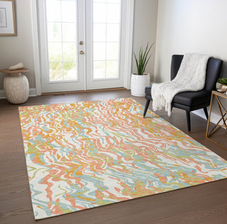 Piper Looms Chantille Swirls ACN1038 Coral Machine Washable Area Rug Lifestyle Image Feature