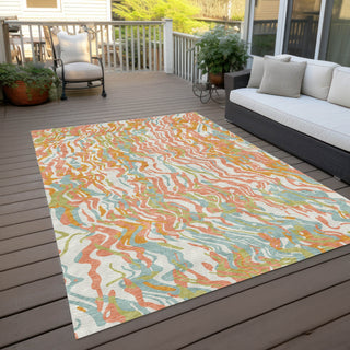 Piper Looms Chantille Swirls ACN1038 Coral Machine Washable Area Rug Outdoor Lifestyle Image Feature