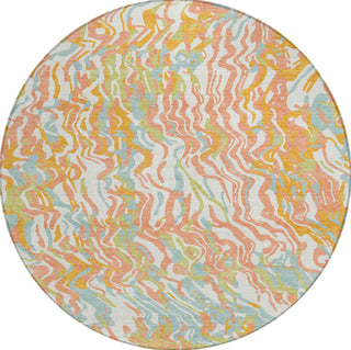 Piper Looms Chantille Swirls ACN1038 Coral Machine Washable Area Rug Round Main Image