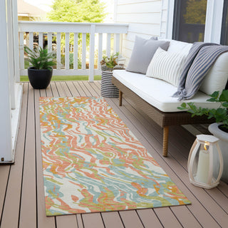 Piper Looms Chantille Swirls ACN1038 Coral Machine Washable Area Rug Runner Outdoor Lifestyle Image Feature