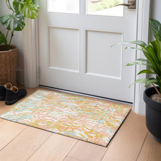 Piper Looms Chantille Swirls ACN1038 Coral Machine Washable Area Rug Scatter Lifestyle Image Feature