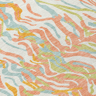 Piper Looms Chantille Swirls ACN1038 Coral Machine Washable Area Rug Swatch Image