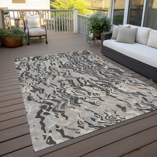 Piper Looms Chantille Swirls ACN1038 Gray Machine Washable Area Rug Outdoor Lifestyle Image Feature