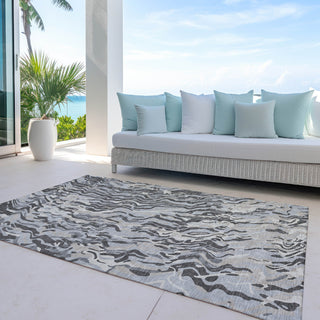 Piper Looms Chantille Swirls ACN1038 Gray Machine Washable Area Rug Outdoor Lifestyle Image Feature