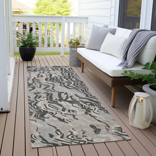 Piper Looms Chantille Swirls ACN1038 Gray Machine Washable Area Rug Runner Outdoor Lifestyle Image Feature