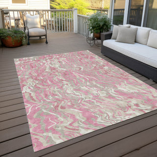 Piper Looms Chantille Swirls ACN1038 Pink Machine Washable Area Rug Outdoor Lifestyle Image Feature