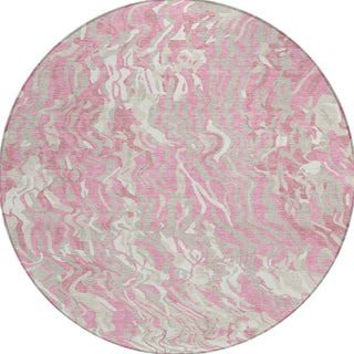 Piper Looms Chantille Swirls ACN1038 Pink Machine Washable Area Rug Round Main Image