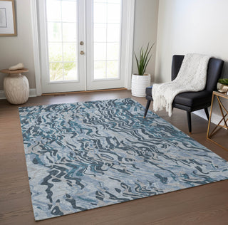 Piper Looms Chantille Swirls ACN1038 Sky Machine Washable Area Rug Lifestyle Image Feature