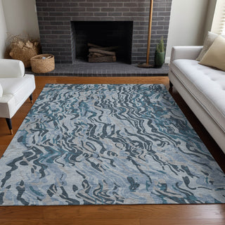Piper Looms Chantille Swirls ACN1038 Sky Machine Washable Area Rug Lifestyle Image Feature