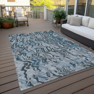 Piper Looms Chantille Swirls ACN1038 Sky Machine Washable Area Rug Outdoor Lifestyle Image Feature