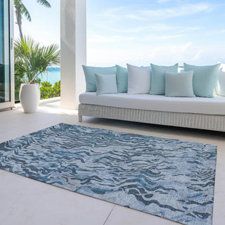 Piper Looms Chantille Swirls ACN1038 Sky Machine Washable Area Rug Outdoor Lifestyle Image Feature